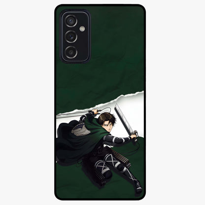 Emerald War Vanguard Glass Case showing flat back view with powerful warrior themed artwork and glossy glass finish.