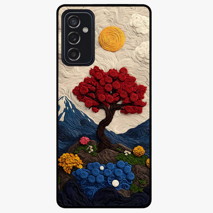 Eternal Nature Tapestry Glass Case showing flat back view with intricate nature tapestry artwork and glossy glass finish.