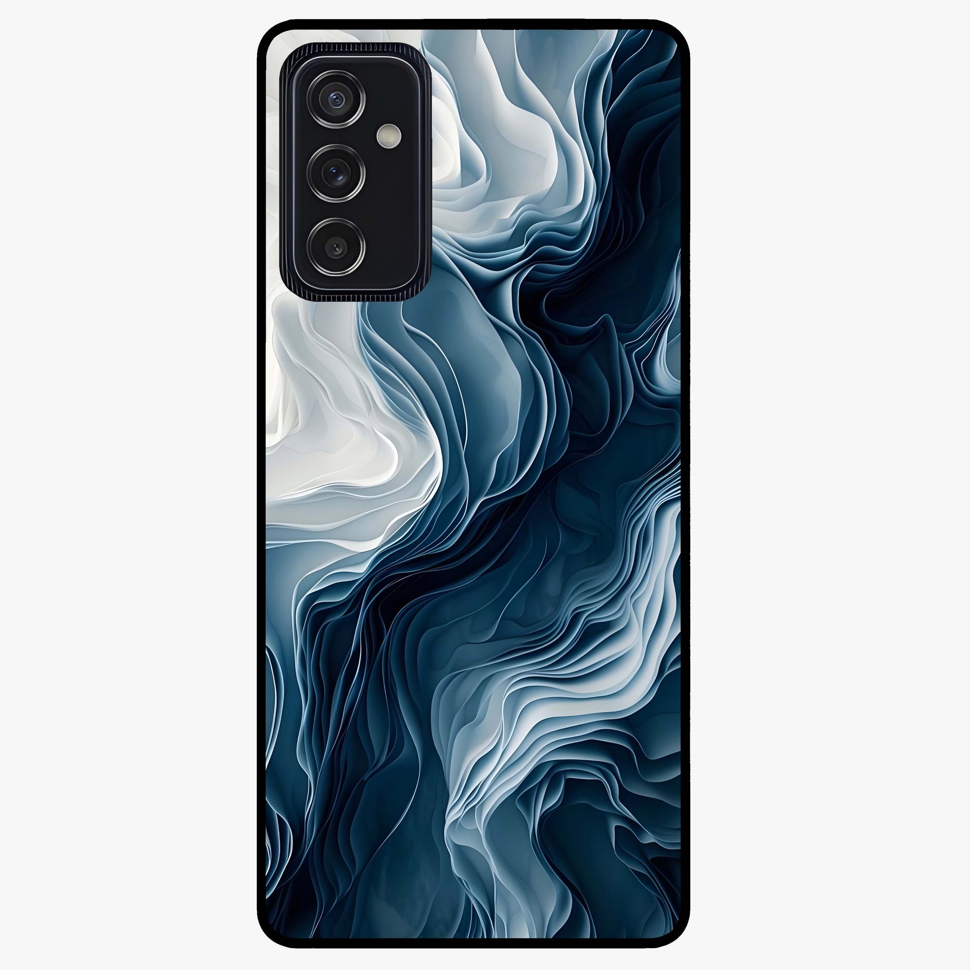 Ethereal Paper Marble Glass Case showing flat back view with soft marble paper texture artwork and glossy glass finish.