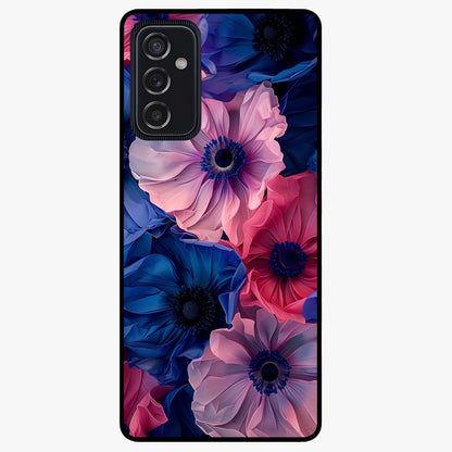 Flower Paper Art Pattern Glass Case showing flat back view with paper cut style floral artwork and glossy glass finish.