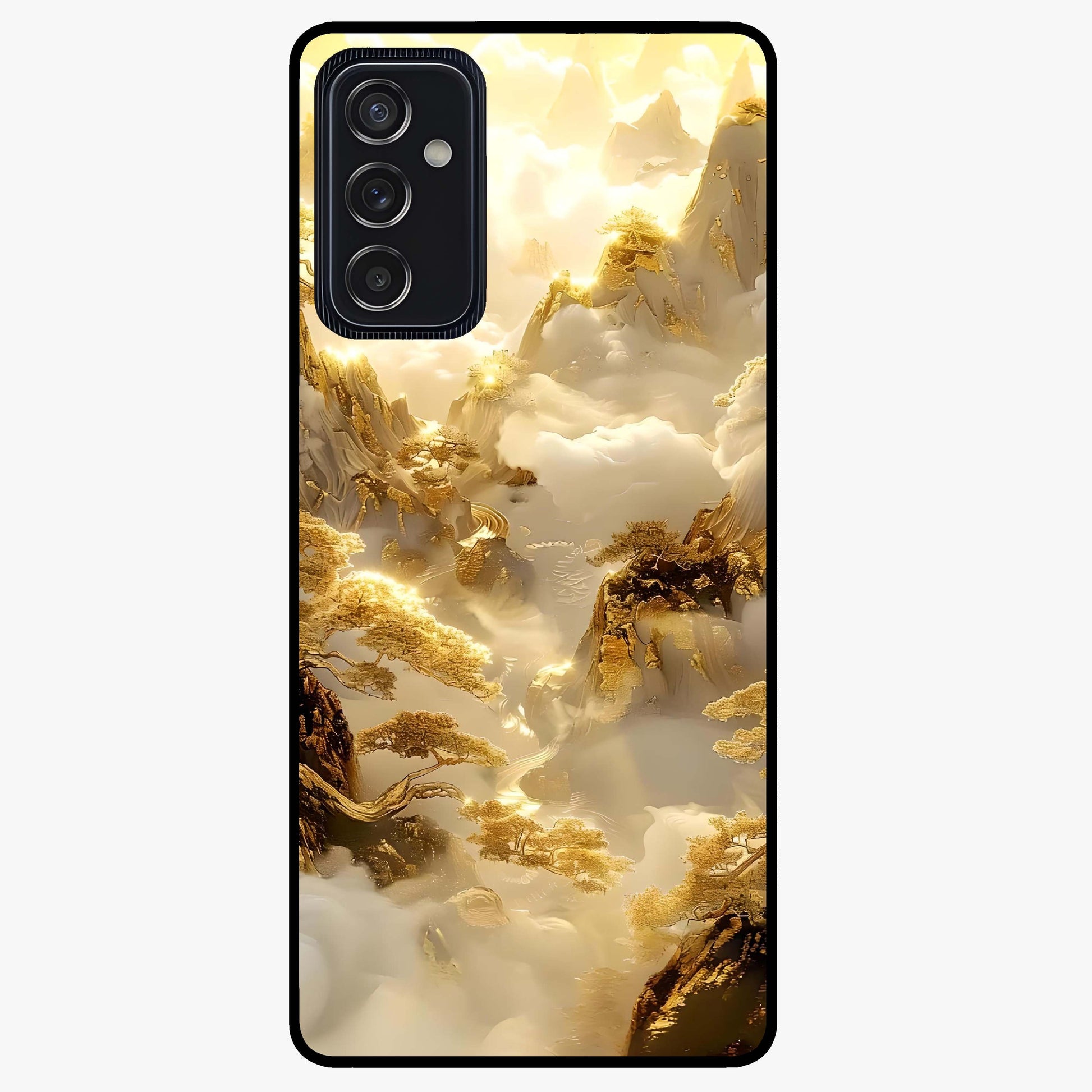 Gates Of Illumination Glass Case showing flat back view with mystical illuminated gate artwork and glossy glass finish.