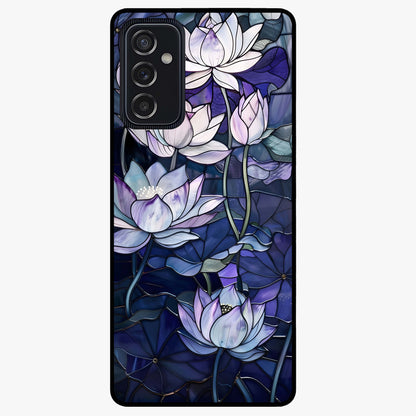 Gloss Petal Rush Glass Case showing flat back view with glossy flower petal artwork and smooth glass finish.