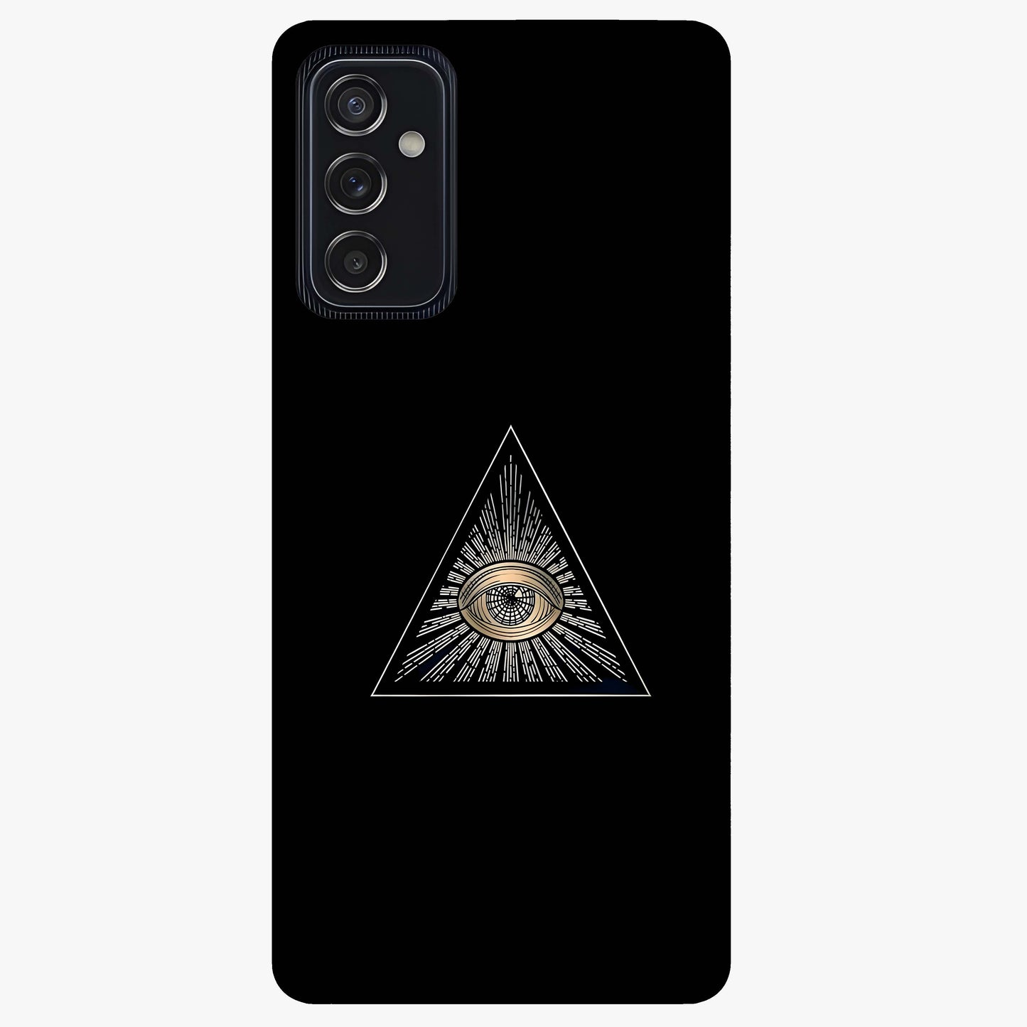 Illuminati Evil Glass Case showing flat back view with mysterious illuminati symbol artwork and glossy glass finish.