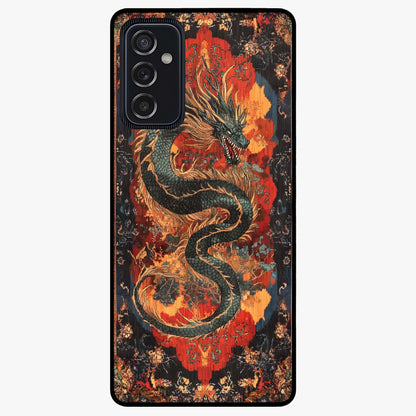 Inferno Dragon Soul Glass Case showing flat back view with fiery dragon artwork and glossy glass finish.