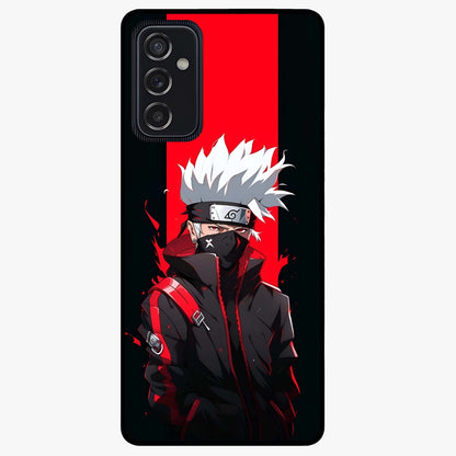 Kakashi Scarlet Shadow Glass Case showing flat back view with powerful anime ninja artwork and glossy glass finish.