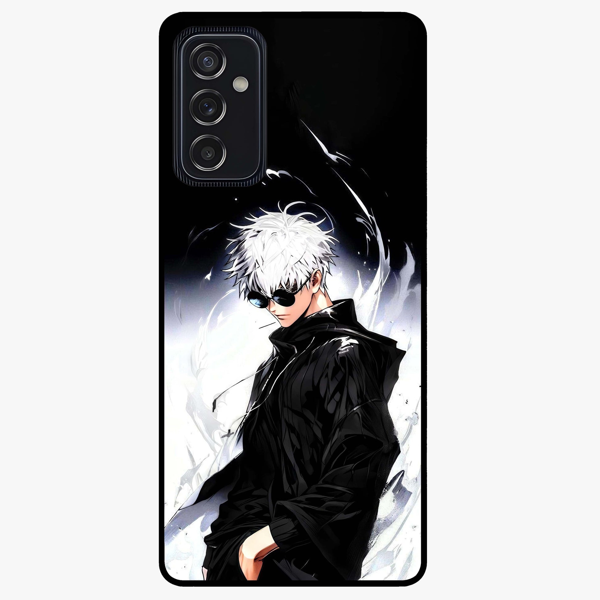 Limitless Shadow King Glass Case showing flat back view with powerful shadow warrior artwork and glossy glass finish.