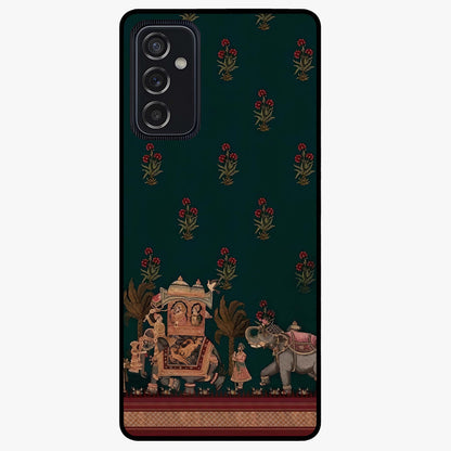 Macmerise Glass Case showing flat back view with stylish modern artwork and glossy glass finish.
