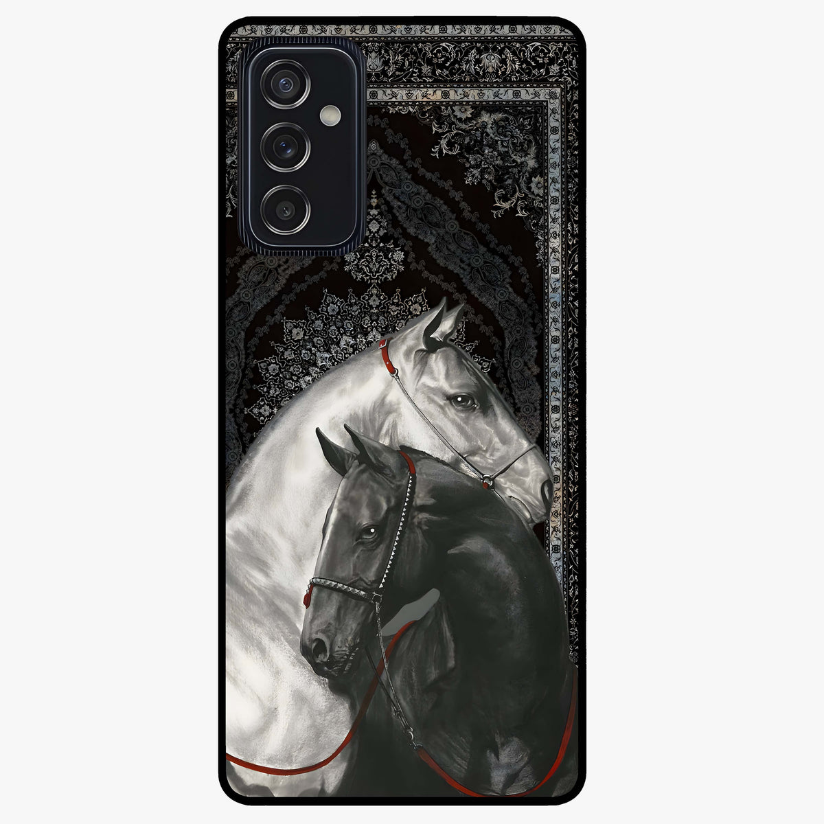 Majestic Ride Legacy Glass Case showing flat back view with powerful automotive inspired artwork and glossy glass finish.