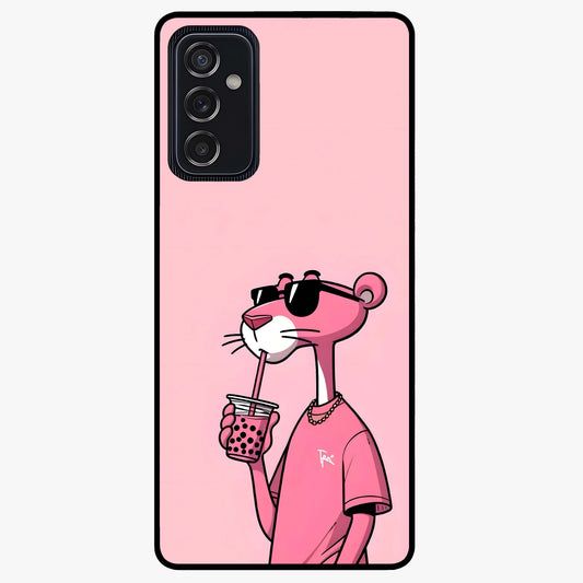Pink Panther Glass Case showing flat back view with iconic pink panther artwork and glossy glass finish.