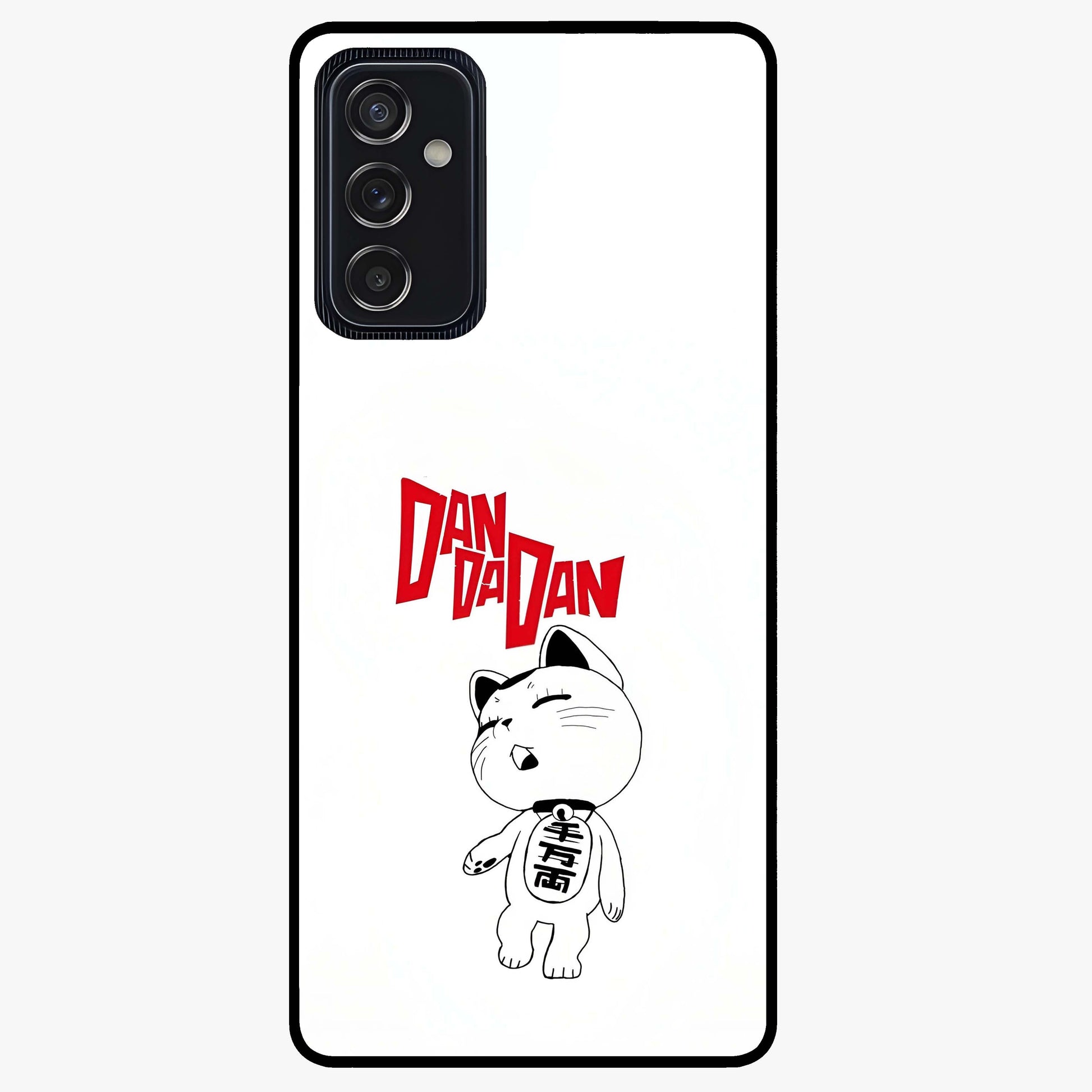 Playful Spirit Charm Glass Case showing flat back view with cheerful charm themed artwork and glossy glass finish.