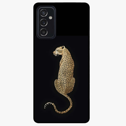 Regal Leopard Glass Case showing flat back view with bold leopard artwork and glossy glass finish.