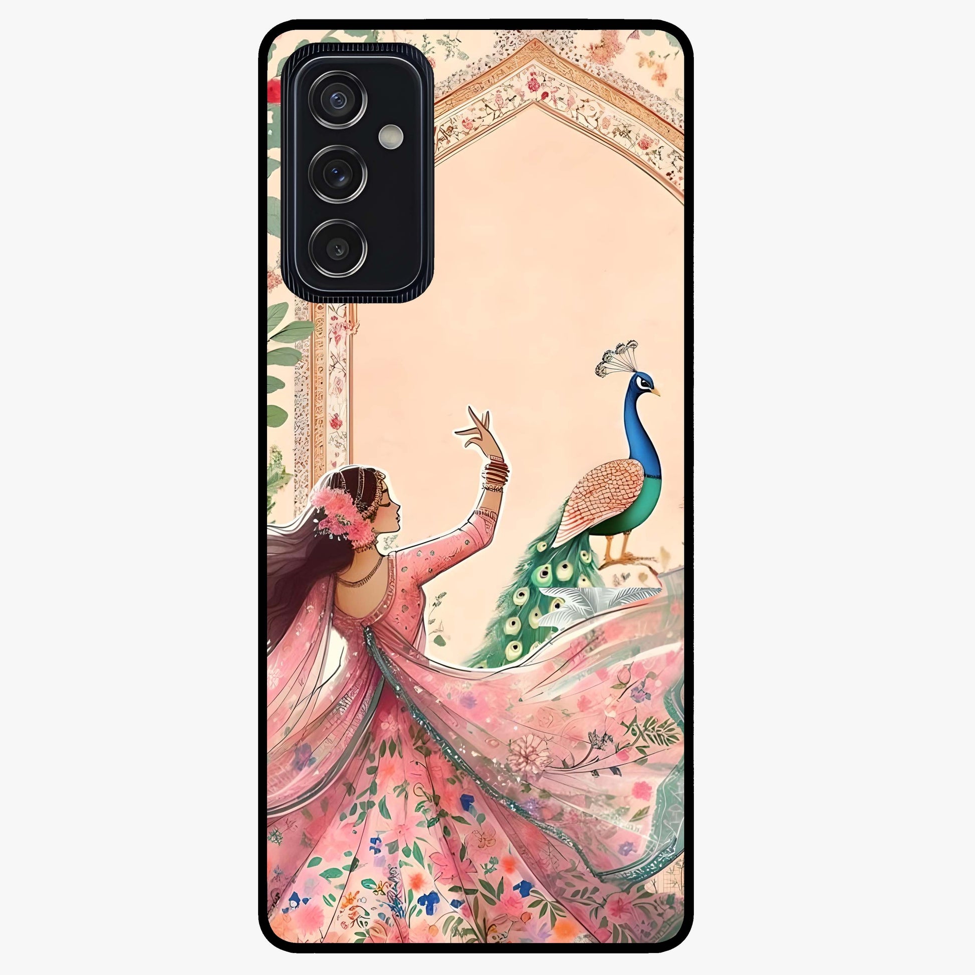 Royal Grace Muse Glass Case showing flat back view with elegant artistic artwork and glossy glass finish.