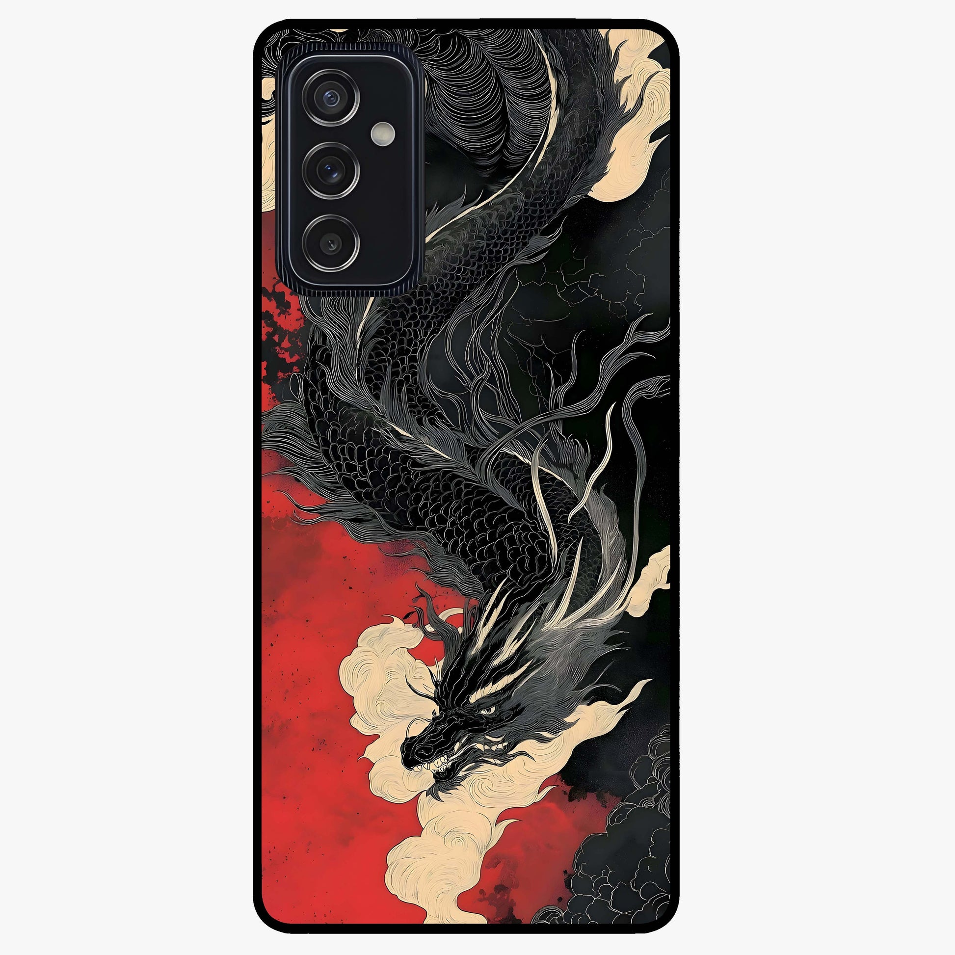 Shadow Dragon Fury Glass Case showing flat back view with fierce dragon artwork and glossy glass finish.