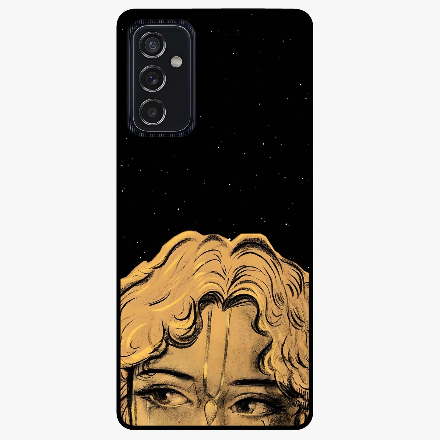 Shri Krishna Art Glass Case showing flat back view with devotional Krishna artwork and glossy glass finish.