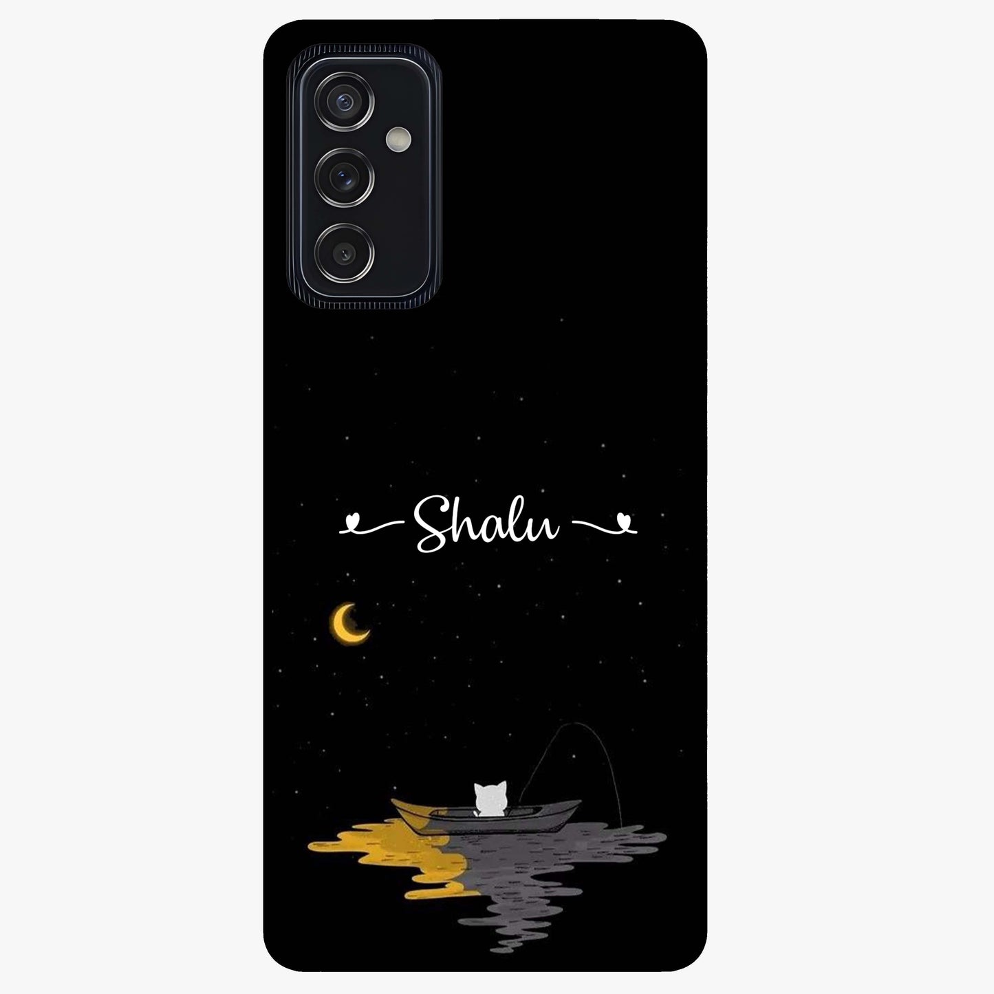 Silent Night Row Glass Case showing flat back view with calm night themed artwork and glossy glass finish.