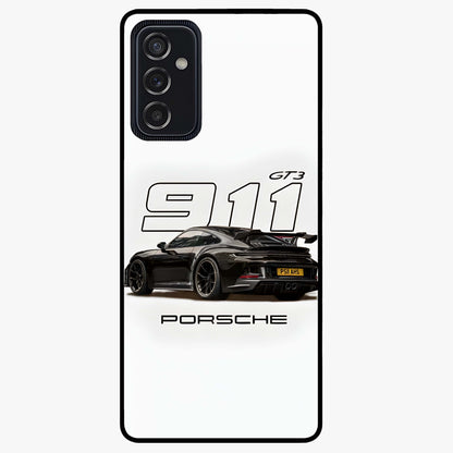 Turbo Legacy Icon Glass Case showing flat back view with iconic sports car inspired artwork and glossy glass finish.