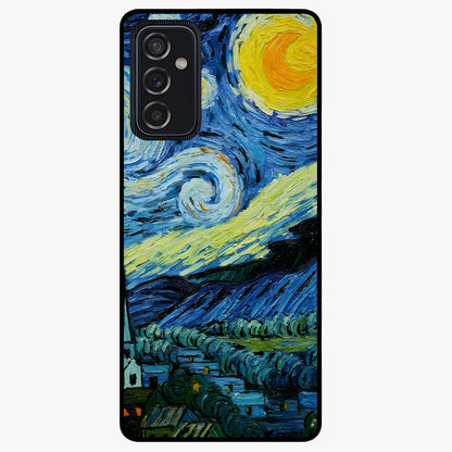 Van Gogh Art Glass Case showing flat back view with classic painterly artwork inspired by Van Gogh style and glossy glass finish.