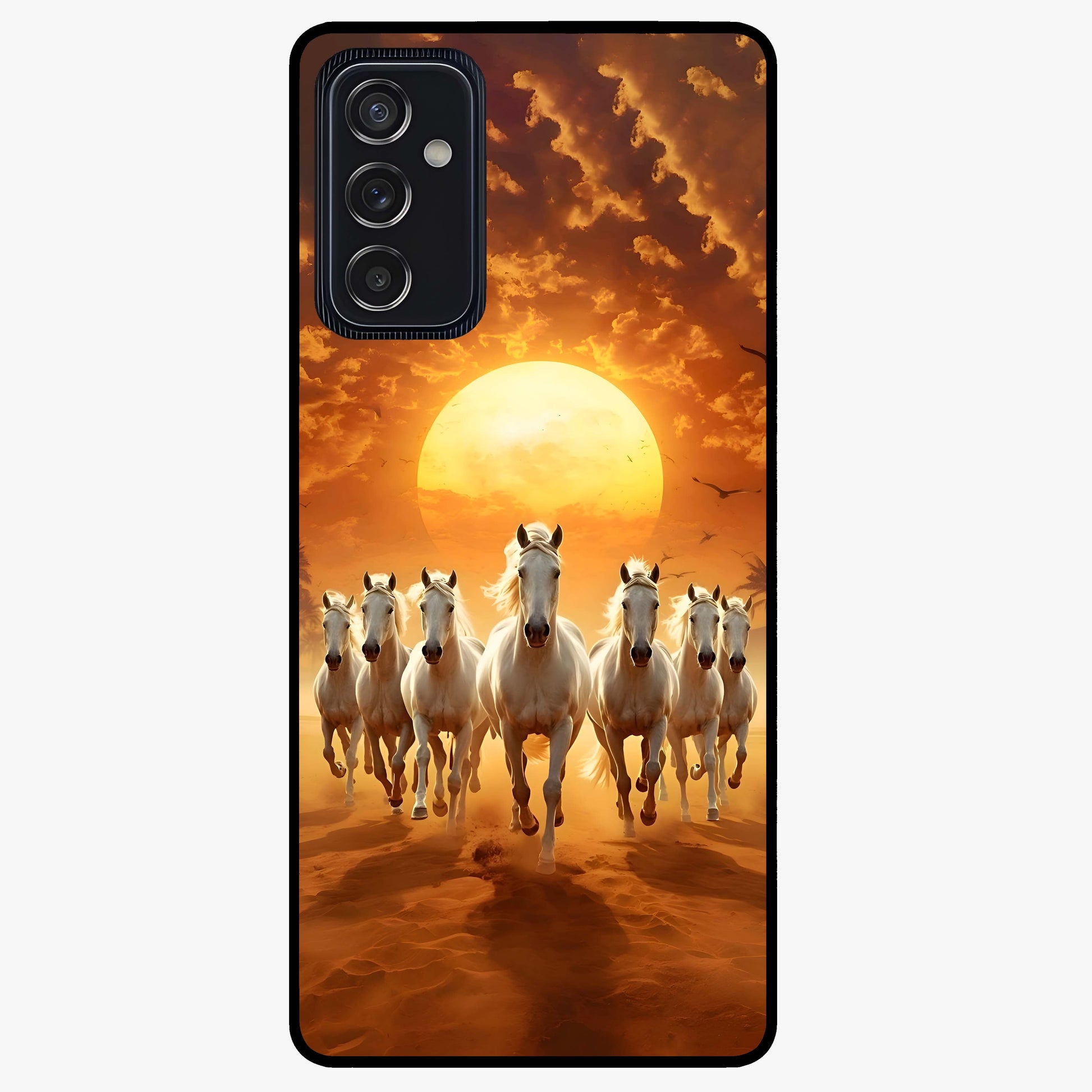 Wild Sunset Majesty Glass Case showing flat back view with majestic sunset landscape artwork and glossy glass finish.