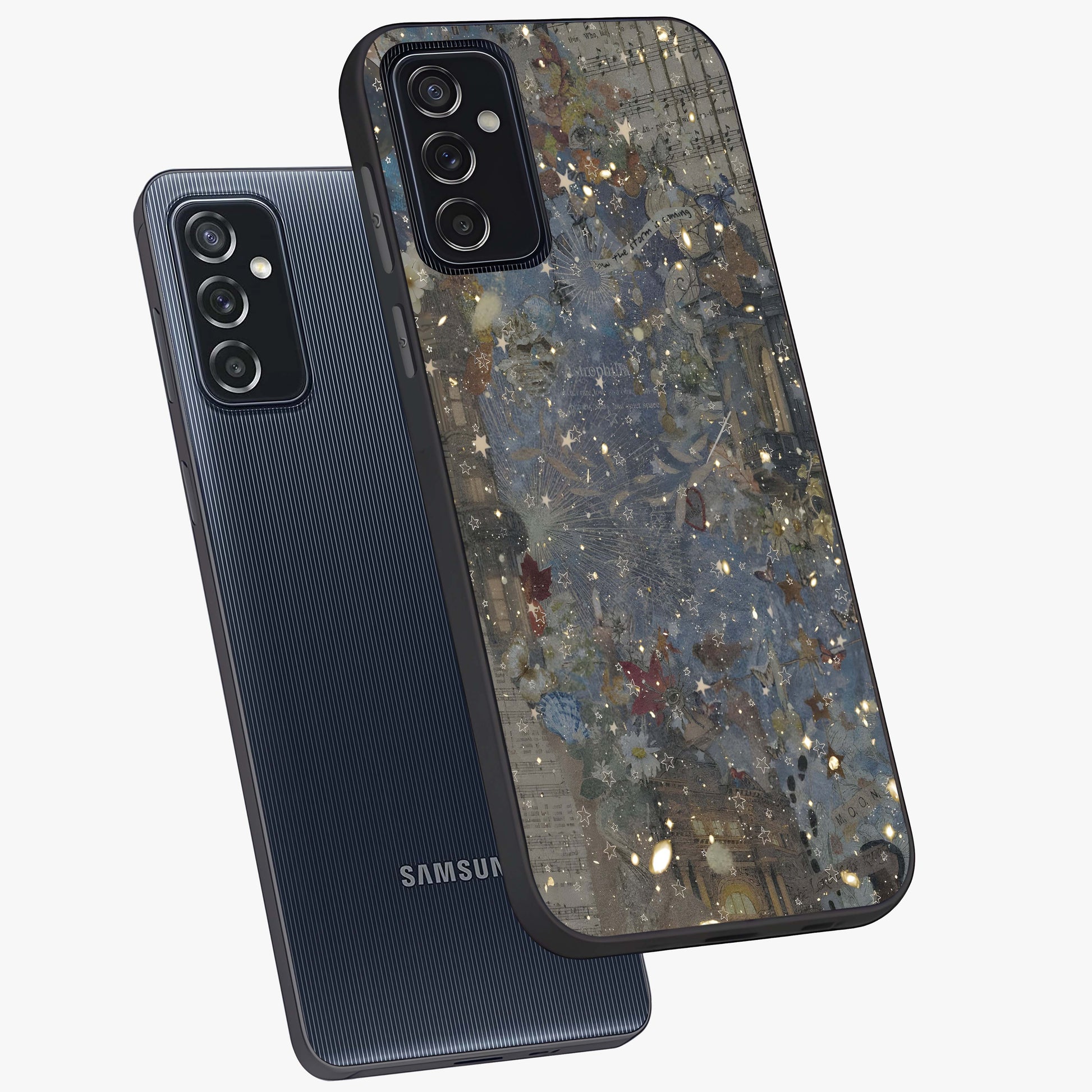 Aesthetic Astrolophia Glass Case displayed in angled mockup highlighting artistic aesthetic elements and smooth glass surface.