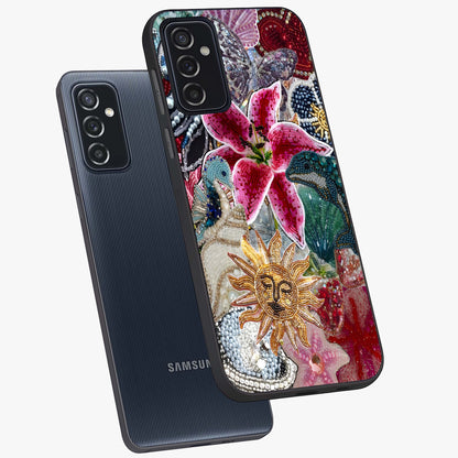 Beaded Garden Fantasy Glass Case displayed in angled mockup highlighting fantasy inspired floral bead pattern.