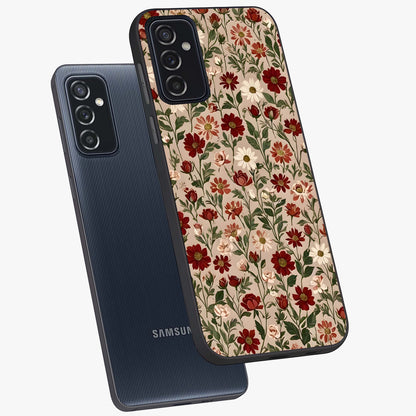 Biege Flower With Leaf Glass Case displayed in angled mockup highlighting minimal floral leaf design and elegant aesthetic.