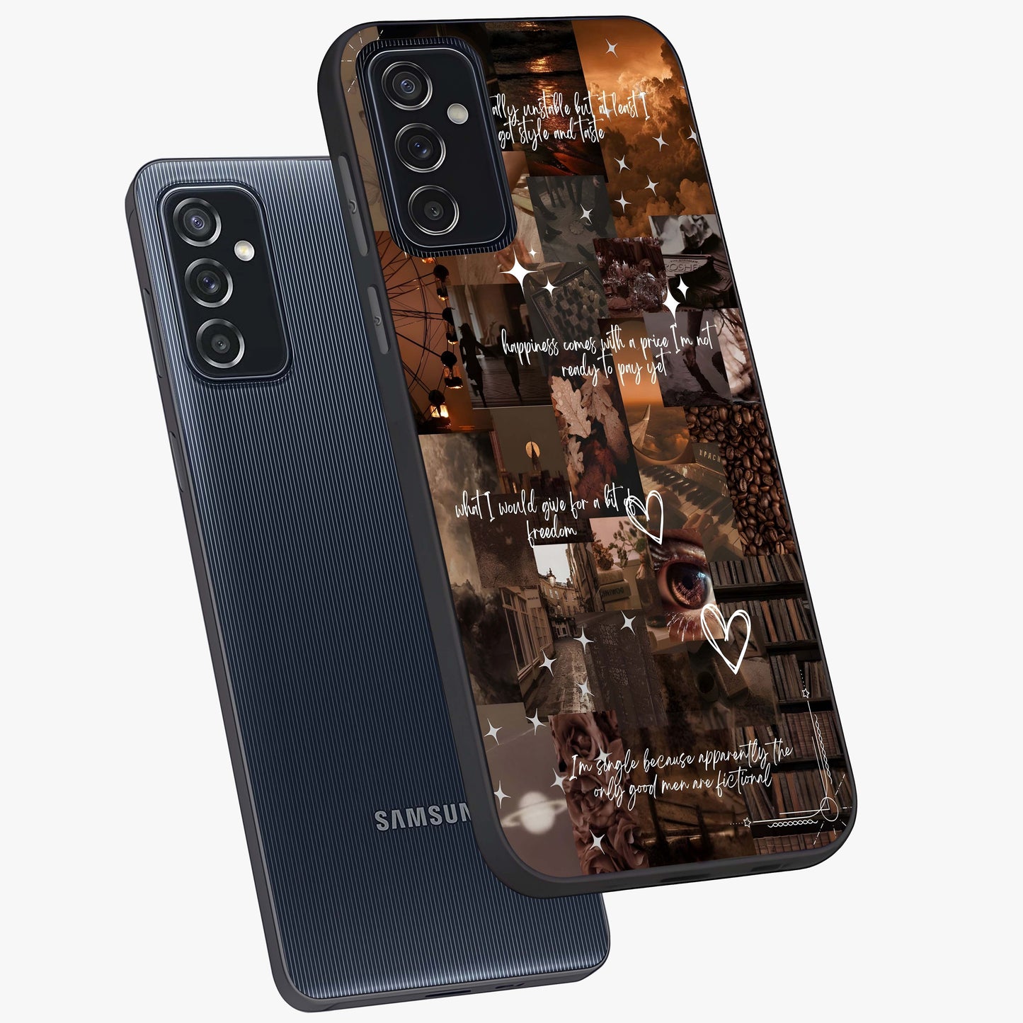 Bittersweet Aesthetic Chaos Glass Case displayed in angled mockup highlighting expressive abstract artwork and edgy aesthetic theme.