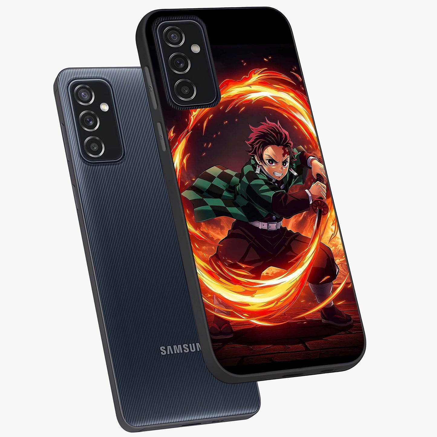 Blazing Sword Resolve Glass Case displayed in angled mockup highlighting powerful sword illustration and bold fantasy theme.