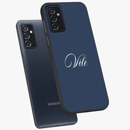 Blue Vintage Floral Pattern Glass Case showing flat back view with elegant vintage floral artwork and glossy glass finish.