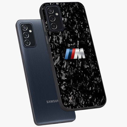 Carbon Speed Mark Glass Case displayed in angled mockup highlighting racing inspired carbon design and sleek aesthetic style.