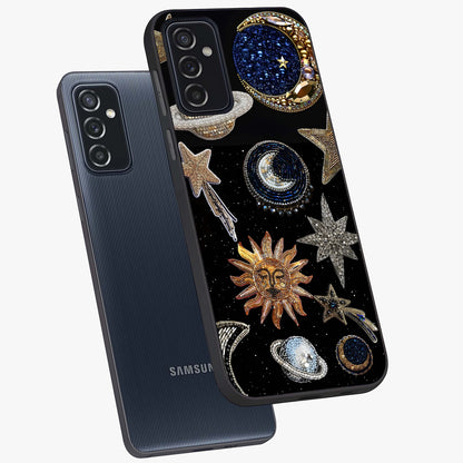 Celestial Gem Constellations Glass Case displayed in angled mockup highlighting gemstone inspired constellation design.