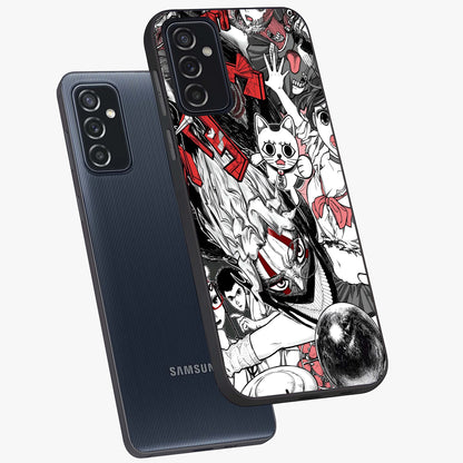 Crimson Chaos Panel Glass Case displayed in angled mockup highlighting chaotic panel style design with modern graphic theme.