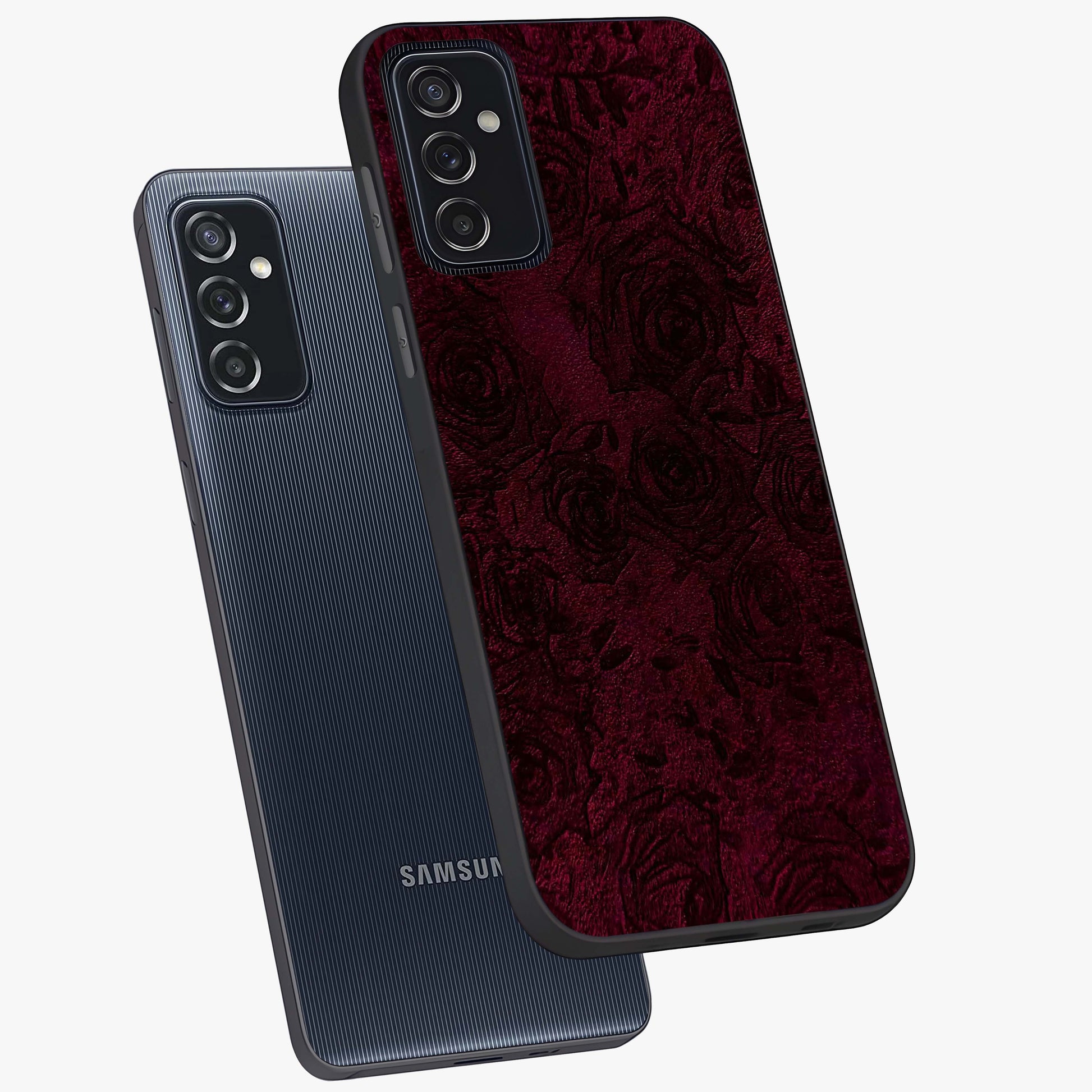 Crimson Fade Flow Glass Case displayed in angled mockup highlighting smooth gradient design with modern aesthetic style.