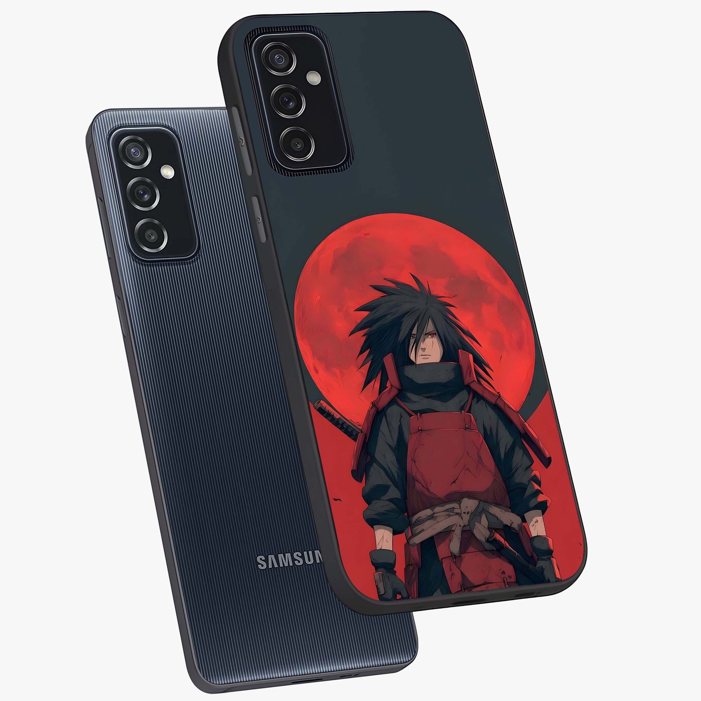 Crimson Moon Warlord Glass Case displayed in angled mockup highlighting dramatic crimson moon design with fantasy aesthetic.