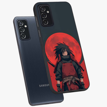 Crimson Moon Warlord Glass Case displayed in angled mockup highlighting dramatic crimson moon design with fantasy aesthetic.