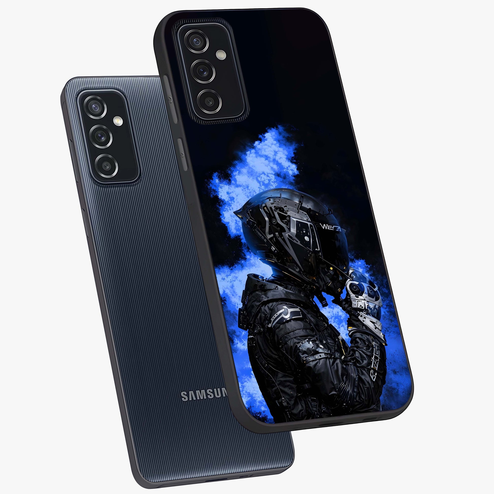 Cyber Sentinel Protocol Glass Case displayed in angled mockup highlighting digital cyber design with sci-fi aesthetic style.