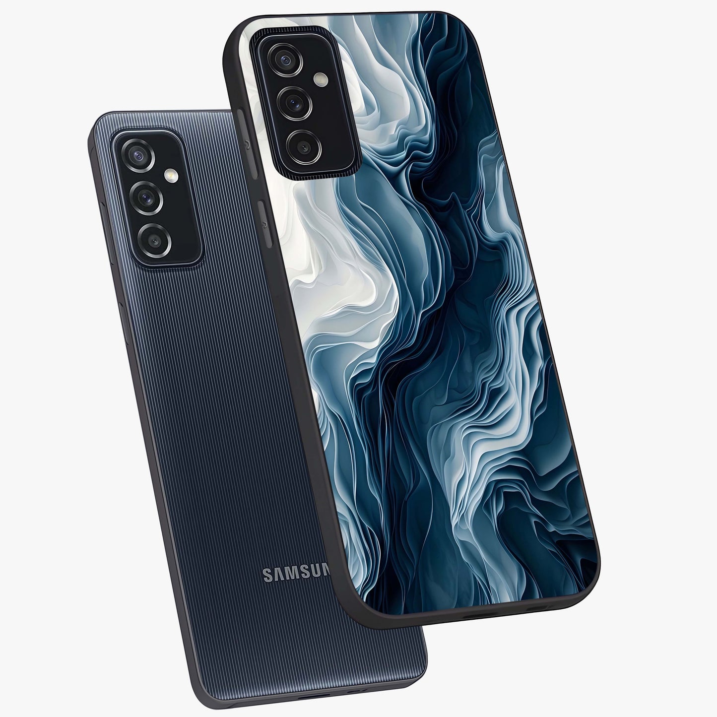 Ethereal Paper Marble Glass Case displayed in angled mockup highlighting elegant marble pattern with modern aesthetic style.