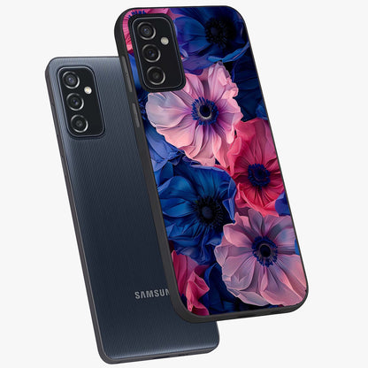 Flower Paper Art Pattern Glass Case displayed in angled mockup highlighting layered paper flower design with artistic aesthetic.