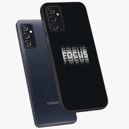Focus Mode On Glass Case displayed in angled mockup highlighting clean minimal text artwork with modern aesthetic style.