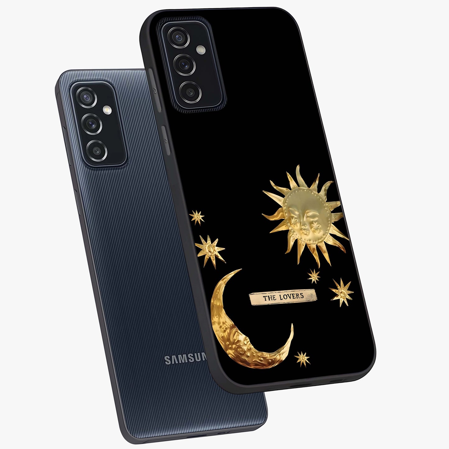 Gold Sun Blush Glass Case displayed in angled mockup highlighting radiant sun design with warm golden aesthetic.