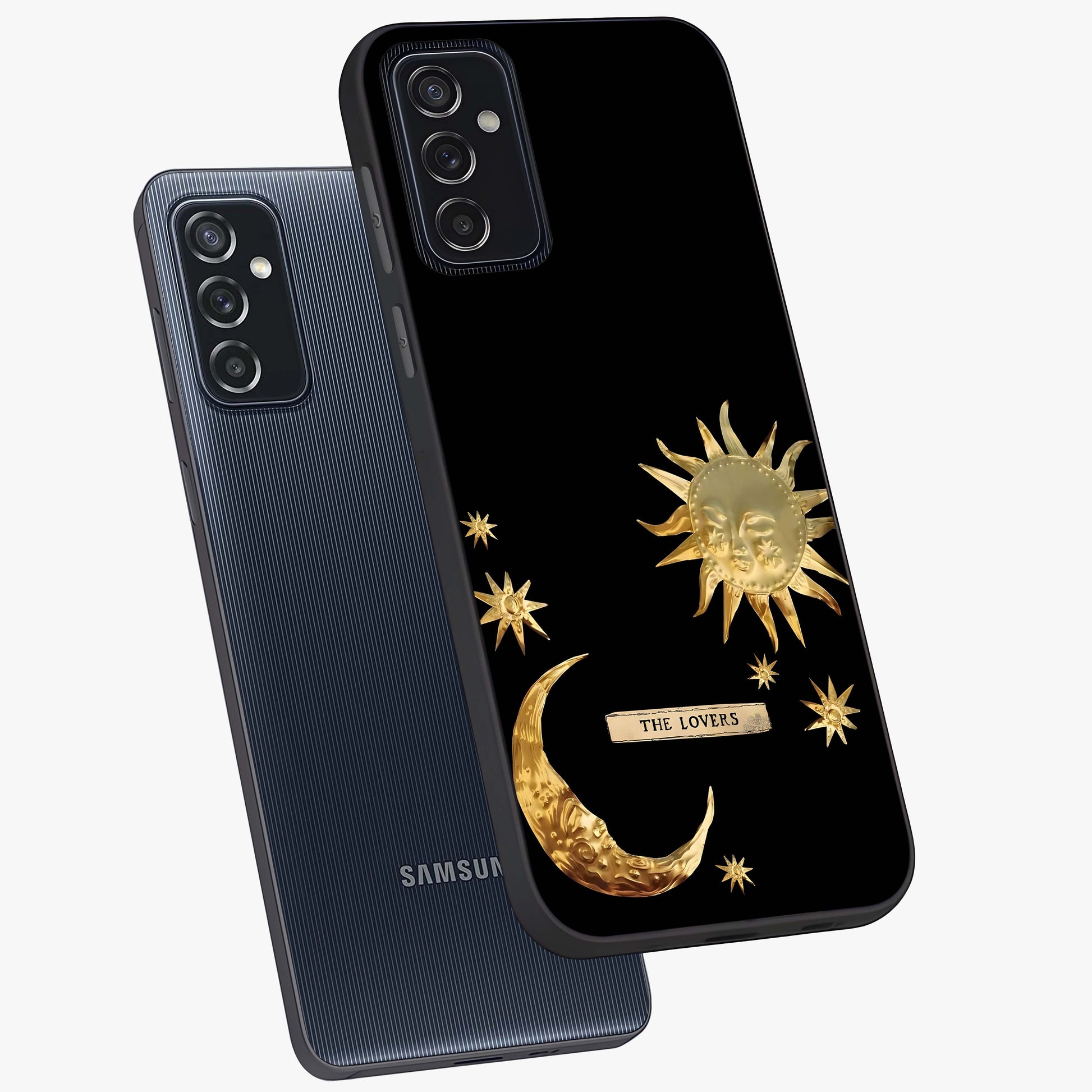 Gold Sun Blush Glass Case displayed in angled mockup highlighting radiant sun design with warm golden aesthetic.