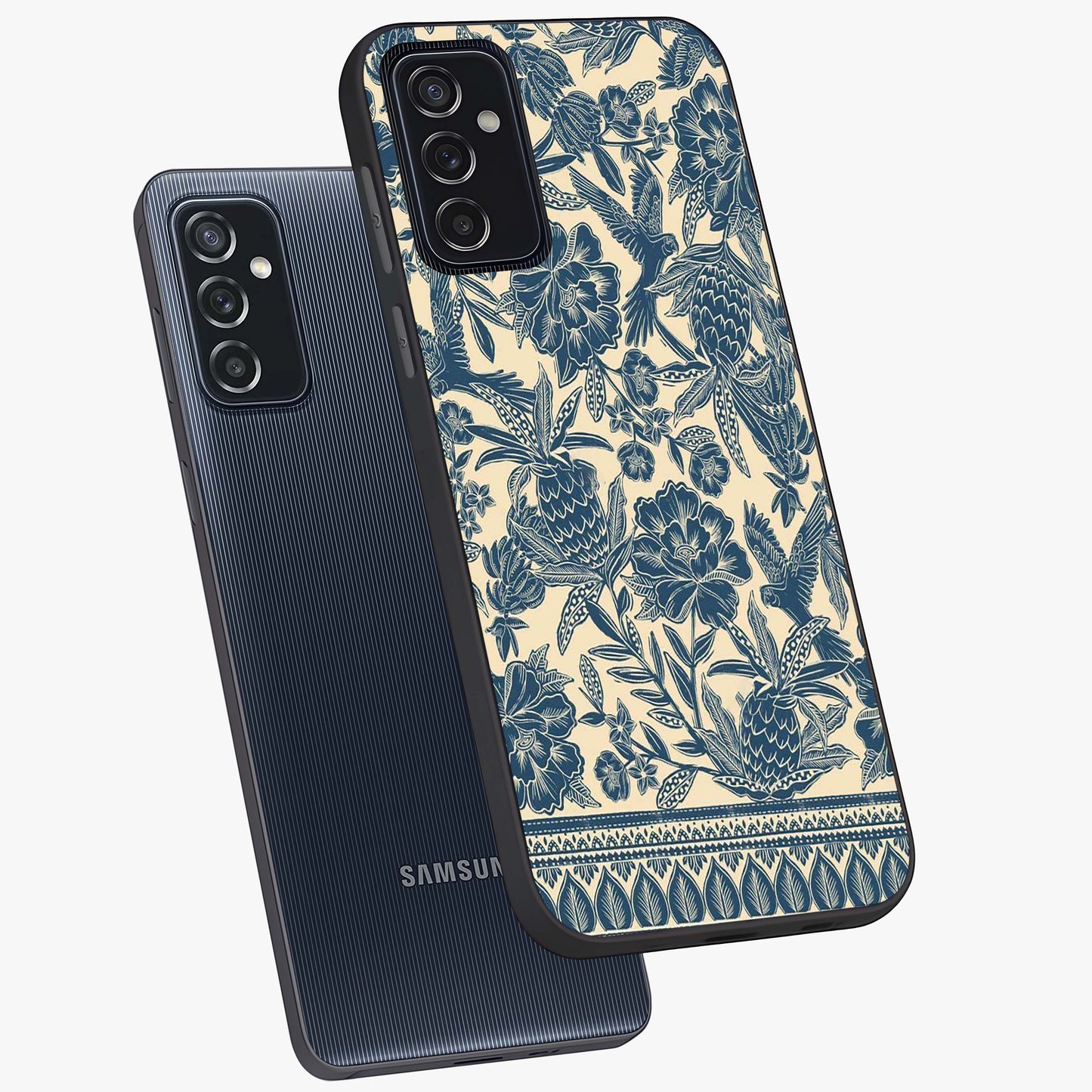Heirloom Wild Bloom Glass Case displayed in angled mockup highlighting botanical bloom design with classic aesthetic style.