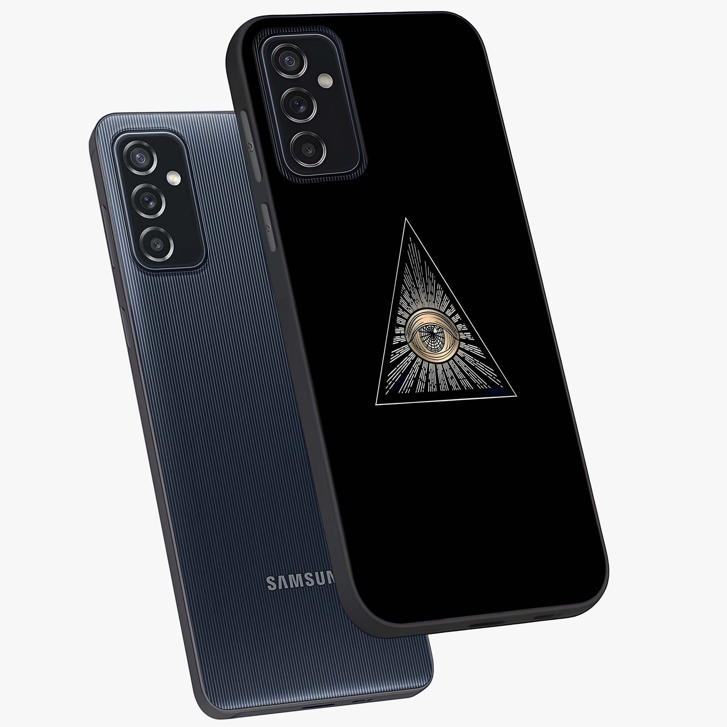 Illuminati Evil Glass Case displayed in angled mockup highlighting dark occult inspired design with bold aesthetic style.