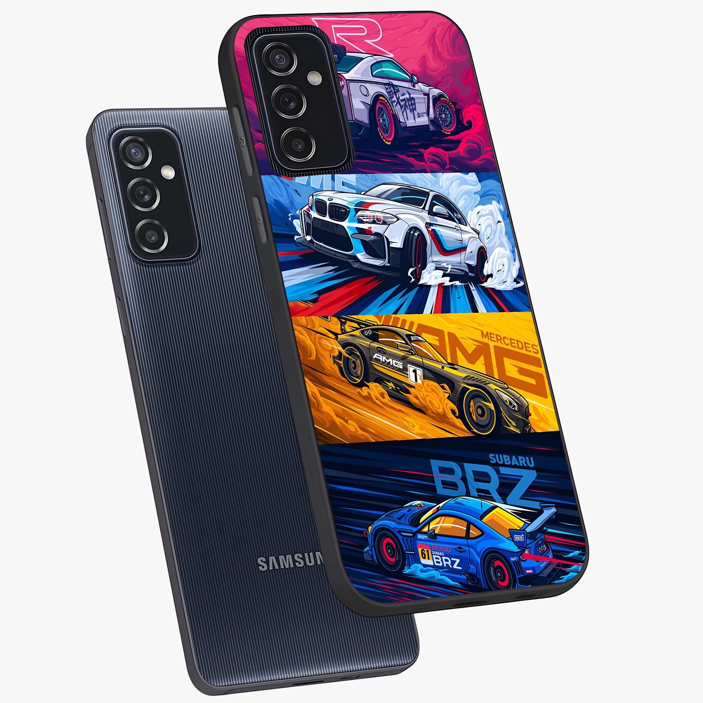 JDM Sports Car Glass Case displayed in angled mockup highlighting sleek Japanese racing car design with automotive aesthetic.