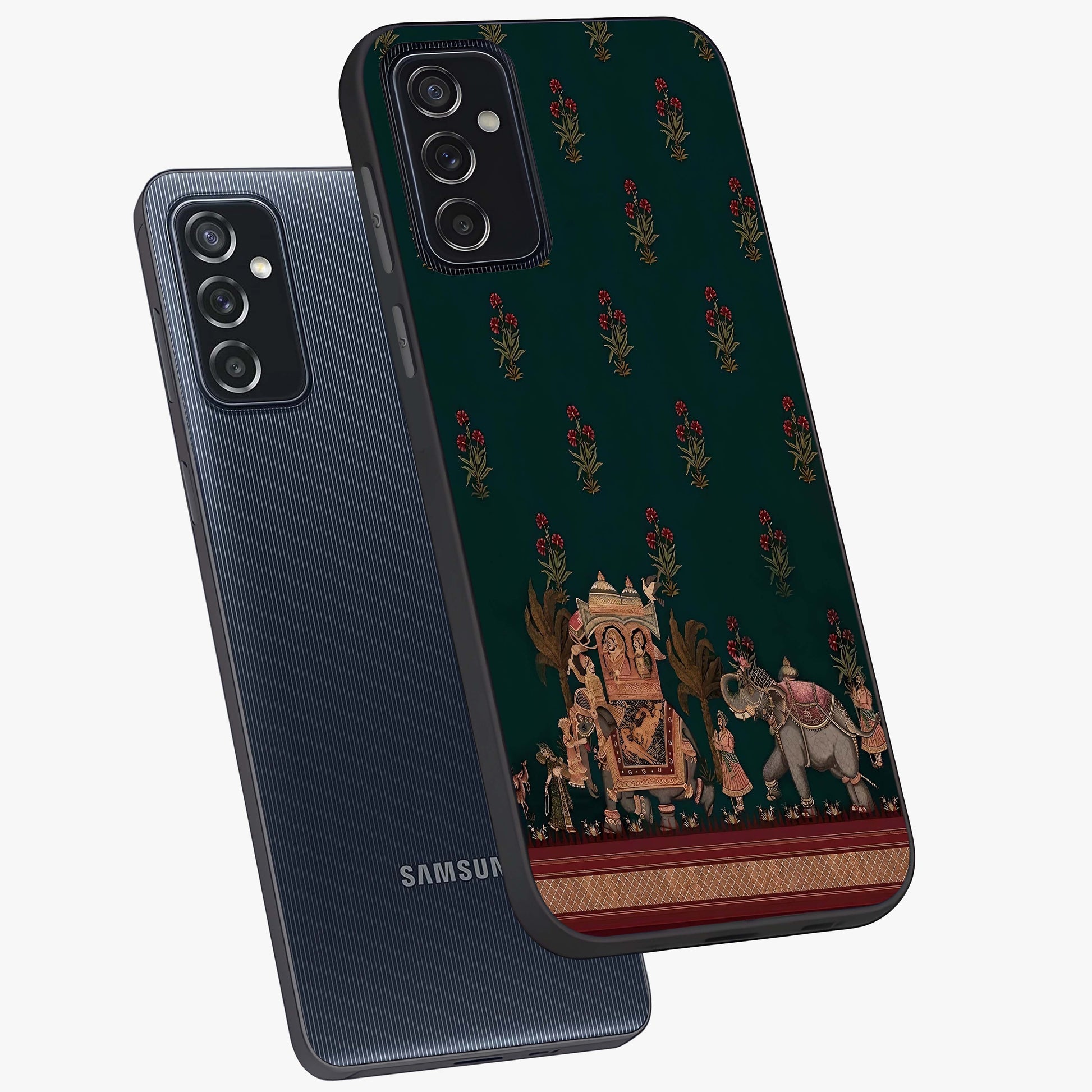 Macmerise Glass Case displayed in angled mockup highlighting trendy graphic design with sleek aesthetic style.