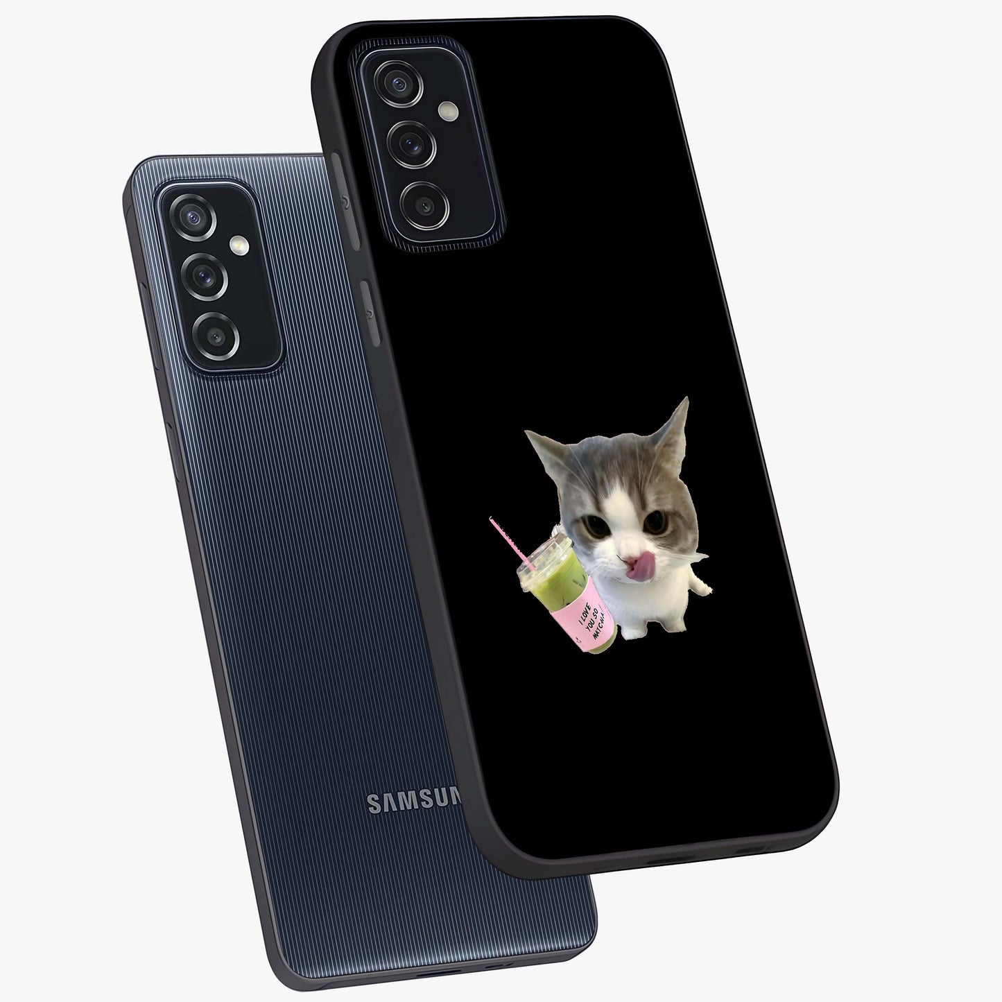 Matcha Cat Style Glass Case displayed in angled mockup highlighting playful feline design with pastel matcha aesthetic.