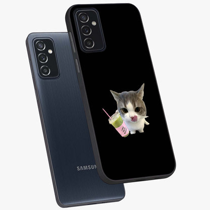 Matcha Cat Style Glass Case displayed in angled mockup highlighting playful feline design with pastel matcha aesthetic.