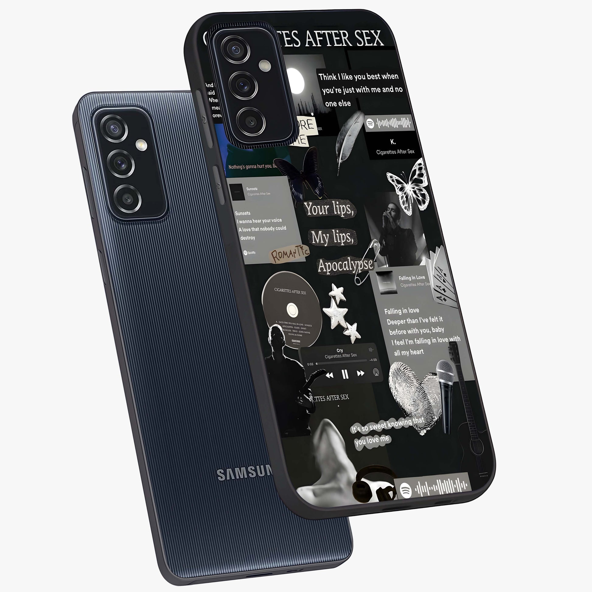 Midnight Love Echo Glass Case displayed in angled mockup highlighting elegant love inspired design with deep aesthetic style.
