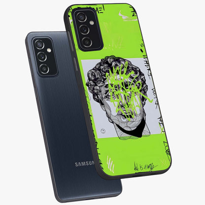 Neo Graffiti Rebellion Glass Case displayed in angled mockup highlighting urban street art design with rebellious aesthetic.