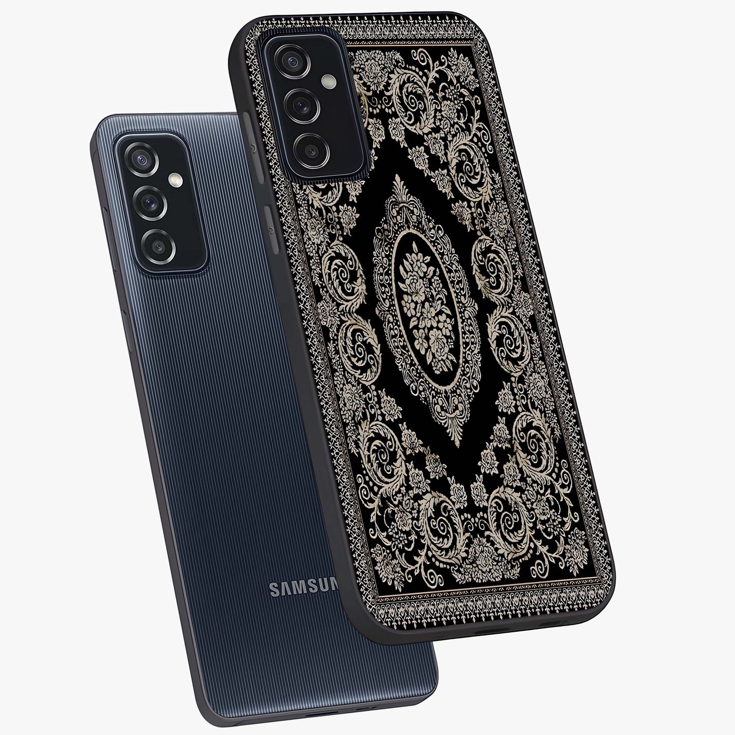Noir Bloom Elegance Glass Case displayed in angled mockup highlighting refined flower design with stylish noir aesthetic.