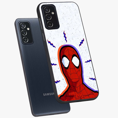 Omg Spiderman Glass Case displayed in angled mockup highlighting dynamic hero illustration with action comic aesthetic.